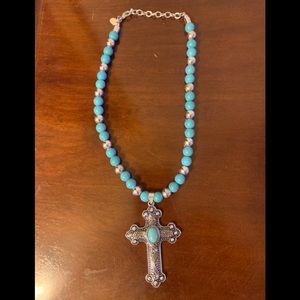 Turquoise cross necklace